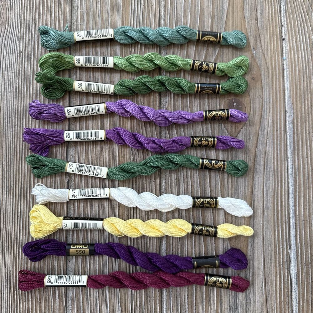 Lot of 10 DMC Cotton Perle Needlepoint/Embroidery Threads Multiple Colors